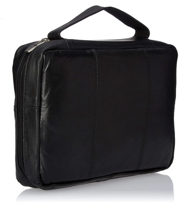 Black Genuine Leather Bible Organizer Book Cover Large Carrying Bag Zip Case 1