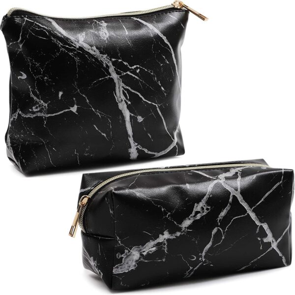 2 Pack Travel Cosmetic Pouch, Women Makeup Bag Toiletry Storage Case Organizer 1