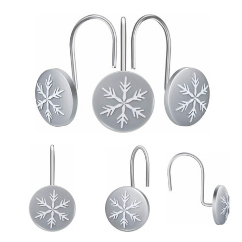 12X DECORATIVE Bath Shower Curtains Liner Hooks Anti-Rust for Bathroom Christmas