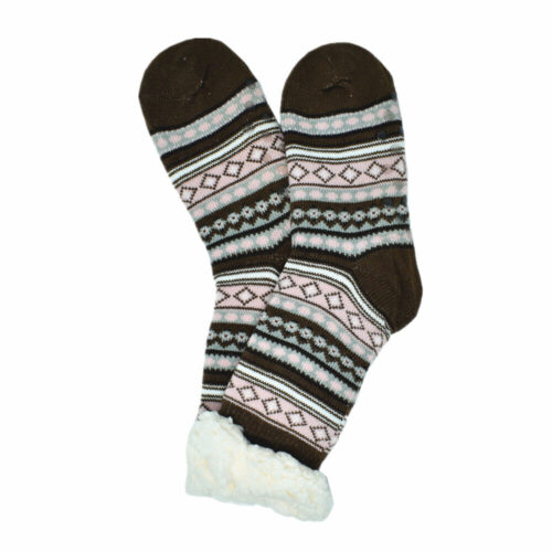 Women Winter Cozy Fuzzy Sherpa Fleece-lined Warm Thermal Non-Skid Slipper Socks