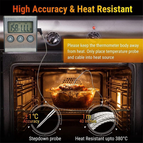 Remote Kitchen Digital Cooking Thermometer Probe Meat Food Temperature w/Timer ~ 3