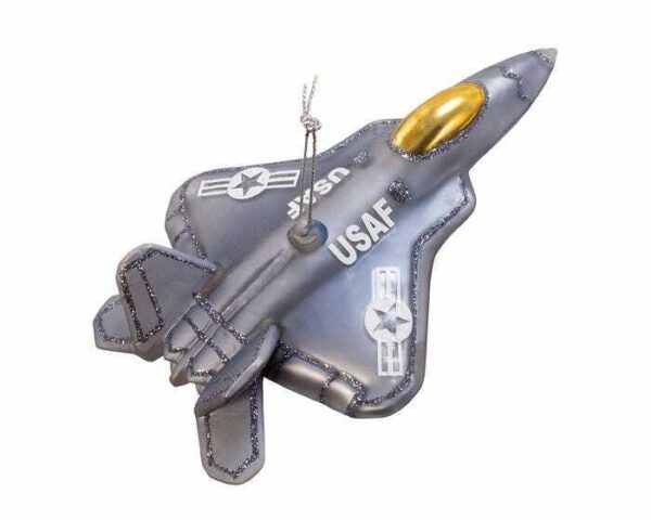 Kurt Adler US Air Force Glass Fighter Jet Plane Christmas Ornament Holiday Decor 1