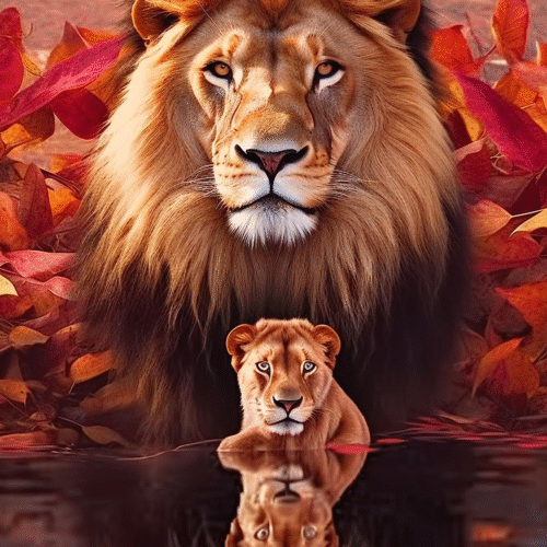 5D Animals Diamond Painting Kits for Adults,Round Full Drill Diamond Art for Lio