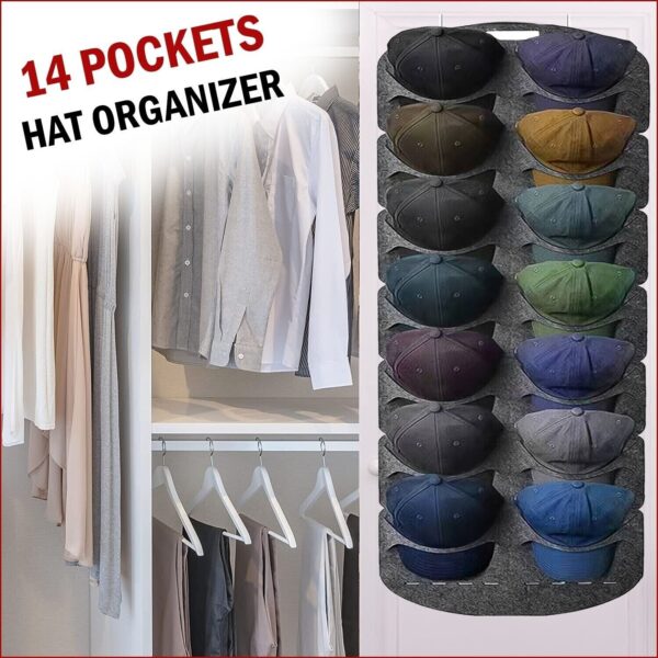 Hat Racks for Baseball Caps Organizer 14 Pockets Hat Storage Bag On Door 1