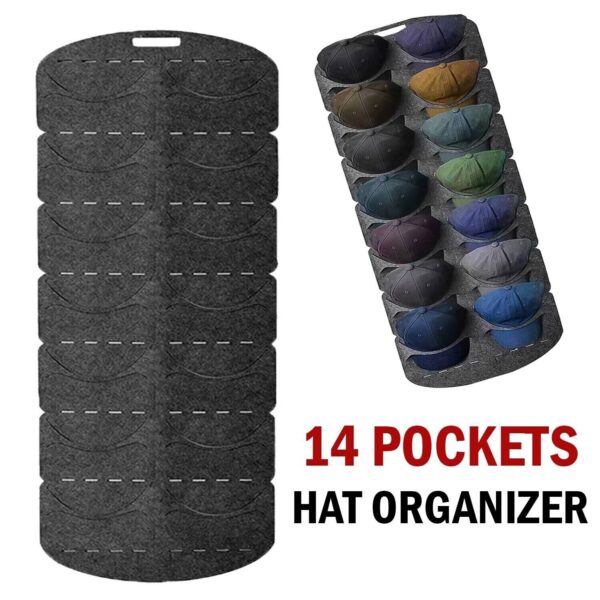 Hat Racks for Baseball Caps Organizer 14 Pockets Hat Storage Bag On Door 2