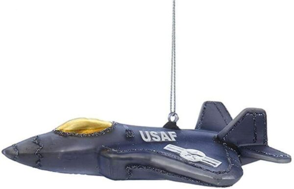 Kurt Adler US Air Force Glass Fighter Jet Plane Christmas Ornament Holiday Decor 3