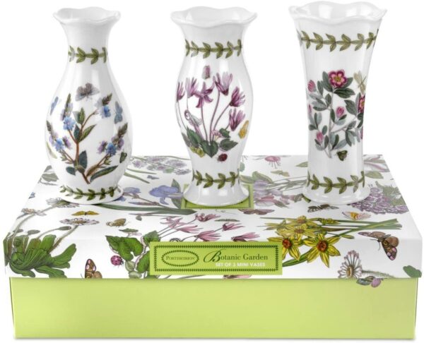 Portmeirion Botanic Garden Set of 3 Mini Decorative Vases, Porcelain, 5 Inch 2