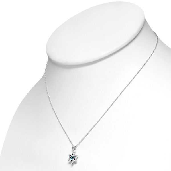925 Sterling Silver Star David Evil Eye Good Luck Earrings Pendant Necklace Set 2