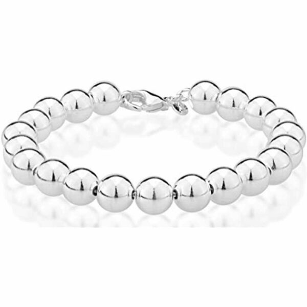Sterling Silver 7MM-8INCHES Italian Bead Ball Chain Bracelet- Handmade Bead Italian 1
