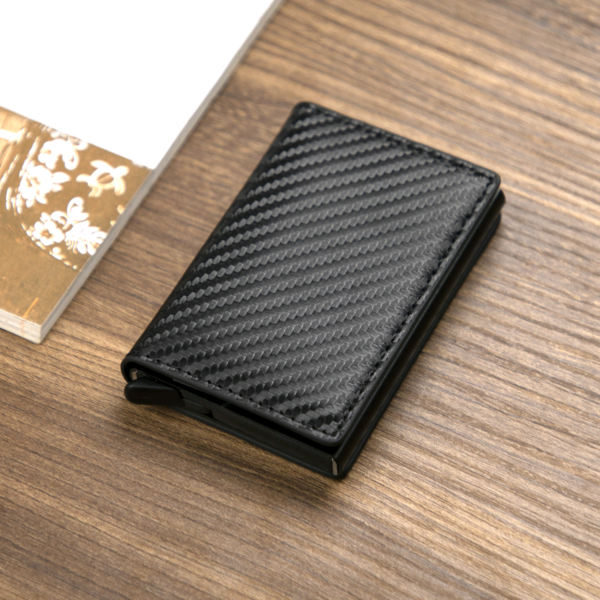 RFID Blocking Leather Mens Wallet Carbon Fiber Purse Slim ID Credit Card Holder