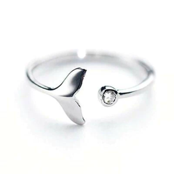 Adjustable Fish Whale Mermaid Silver Ring Teen Women Fashion Jewelry