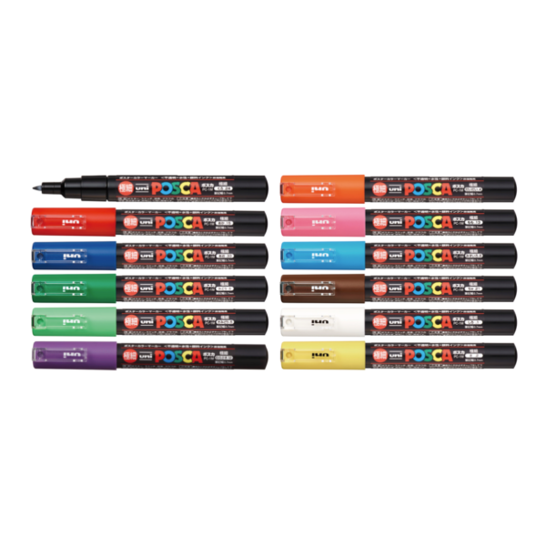 Posca Paint Pens Marker Set | Extra Fine PC-1M | 12 Colors