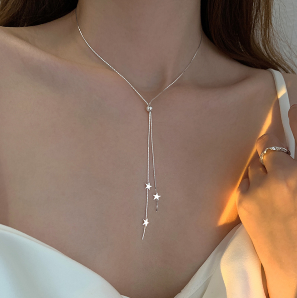Sterling Silver Plated Star Slide Lariat Pendant Necklace Women Girl Gift 2