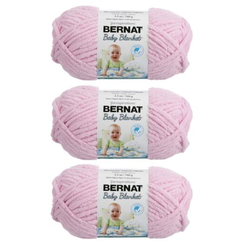 Bernat Baby Blanket Yarn (100G/3.5 OZ) Gauge 6 Super Bulky - 3 Pack Baby Pink