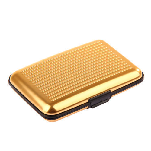 Aluminum Metal Wallet Business ID Credit Card Case Holder Anti RFID Scanning Gold