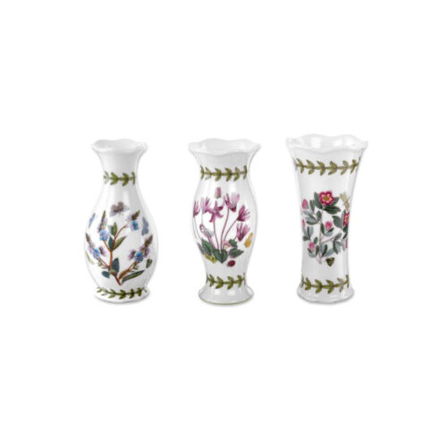 Portmeirion Botanic Garden Set of 3 Mini Decorative Vases, Porcelain, 5 Inch