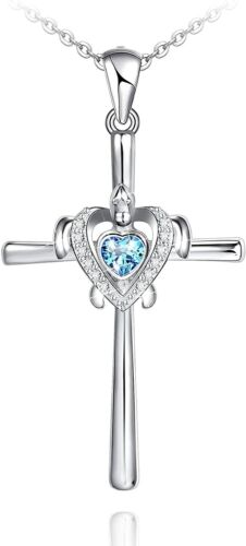 Cross Turtle Necklace Love Heart Pendant 925Sterling Silver Gift for Women Girls