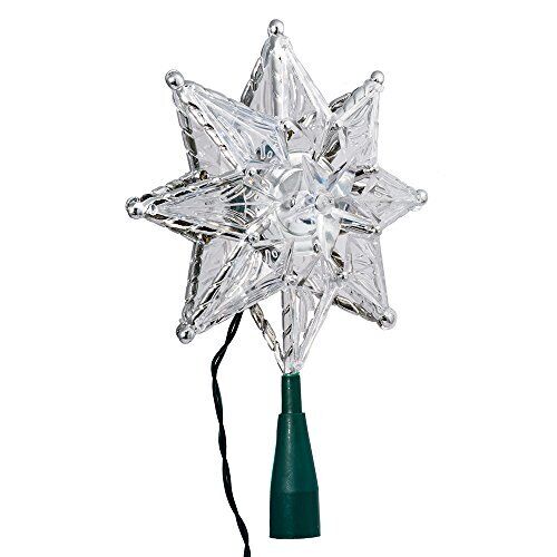 Clear 8 Point Star Light Up Christmas Tree Topper Holiday Decoration UL0130C New