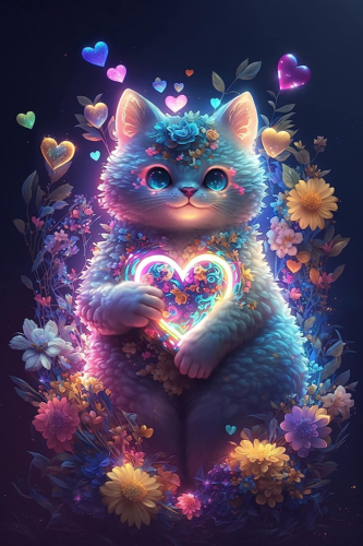 5D Diamond Painting Kits for Adults, Cute Cat Diamond Art Kits, DIY Full Drill C
