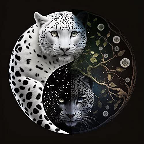 5D Diamond Painting Kits Yin Yang Animals DIY Diamond 30x30-Yin Yang Leopard