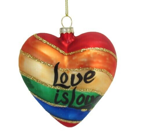 s-l960 (1) December Diamond Glass Love is Love Rainbow Heart Ornament LGBTQ Christmas Decor
