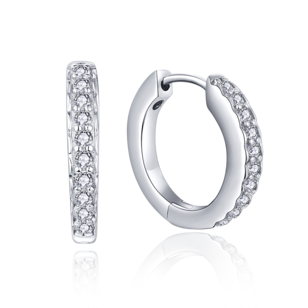 terling Silver Plated CZ Cubic Huggie Hoop 12mm Small Earrings Men Women