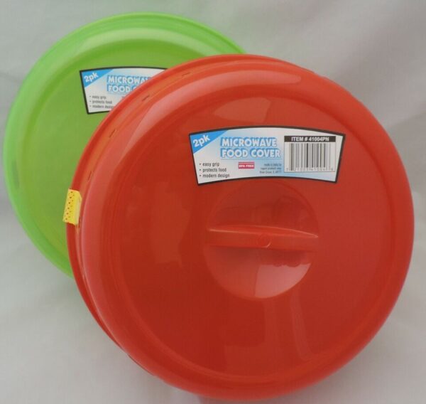 Two Plastic Microwave Plate Covers With Steam Vents Splatter Lid Color Food Dish 2