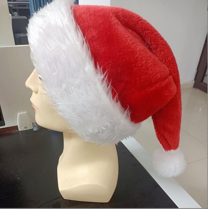 Red Velvet Classic Santa Claus Hat For Xmas Party,Christmas Hat For Adults