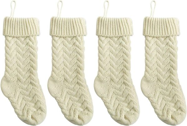 Unique White Cream Knit Christmas Stocking Xmas Gift Fillers 2