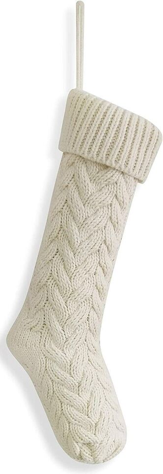 Unique White Cream Knit Christmas Stocking Xmas Gift Fillers 3