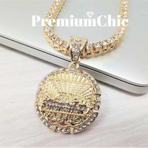 Supper Pendant & ICED Tennis Chain Choker Plated Mens Hip Hop CZ Jewelry