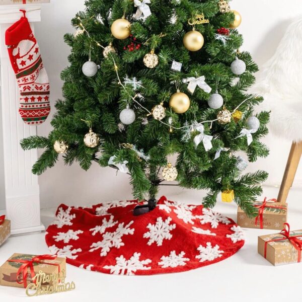 Christmas Tree Skirt Plush Fabric Mat Soft Home Floor Gift Cover Xmas Decor