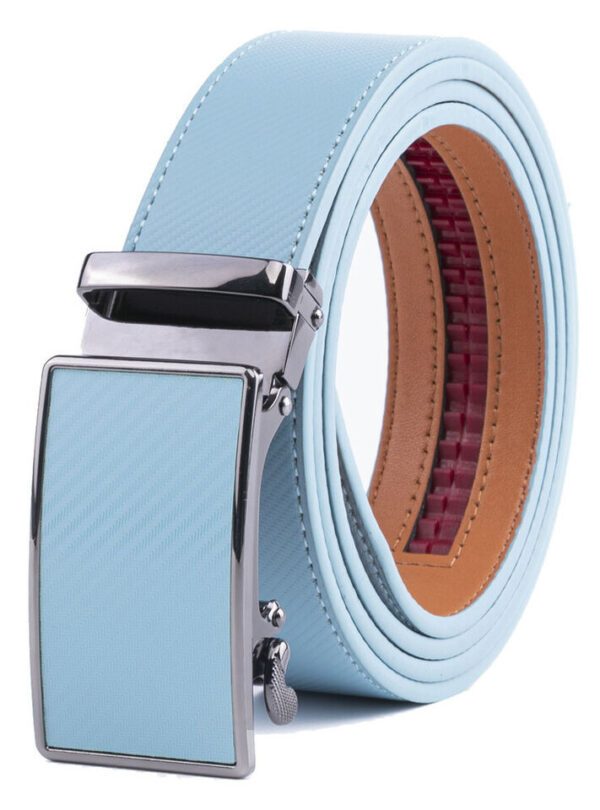 Mens Leather Belt No Holes Ratchet Belt Automatic Buckle Adjustable 2