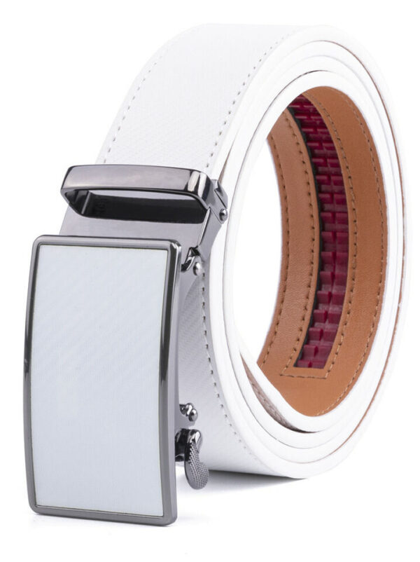 Mens Leather Belt No Holes Ratchet Belt Automatic Buckle Adjustable 3