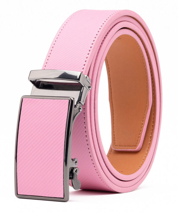 Mens Leather Belt No Holes Ratchet Belt Automatic Buckle Adjustable 4