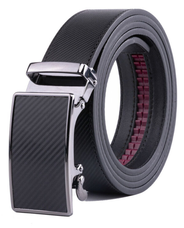 Mens Leather Belt No Holes Ratchet Belt Automatic Buckle Adjustable 5