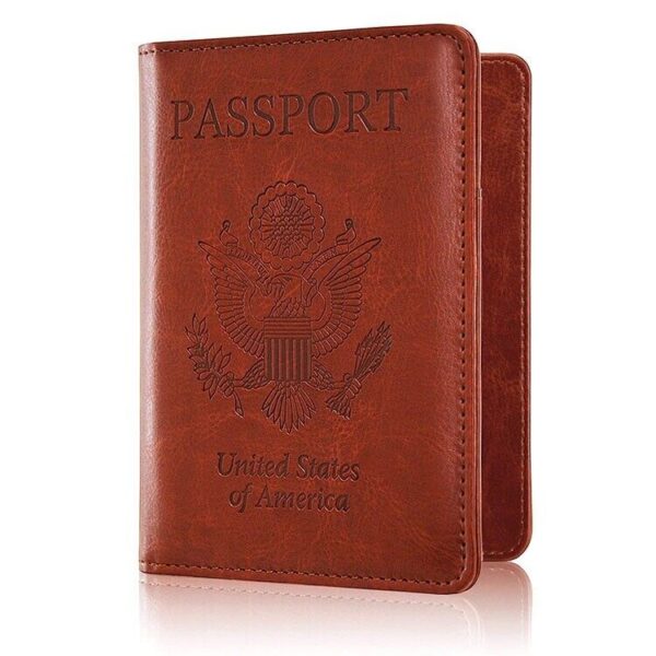 RFID Blocking Leather Passport Holder Case Cover Wallet for Securely Travel Trip 4