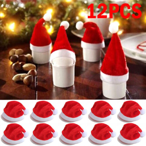 s-l960 - 2023-12-27T095240.156 12PC Christmas Mini Hat Lollipop Candy Santa Claus Cap Wrap Xmas Party Decor-