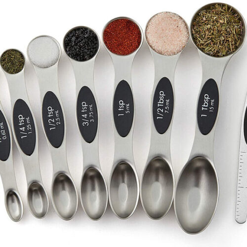Magnetic Dual Sided Measuring Spoons with Leveler Set of 8-3 Colors To Pick From