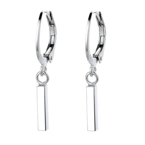 Silver Gold Plated LeverBack Hoop Drop Dangle Bar French Wire Earrings