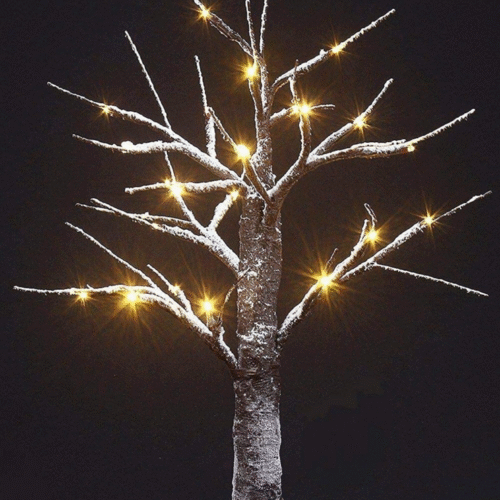 LED Snow Bonsai Tree Light 15-Inch Tabletop Lamp w/ 24 Light Bulbs