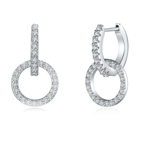 Fashion Womens And Girls Double Circle Hoop Dangle Earring With Stones