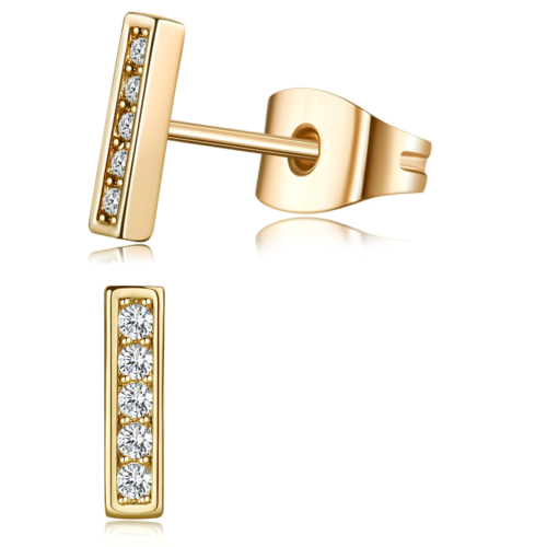Unisex Mini Bar Rectangle Earrings Surgical Steel Stick Earrings Gold