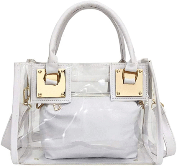 Women Transparent Shoulder Crossbody Bag, 2 in 1 Designer Fashion Handbag Purse 1