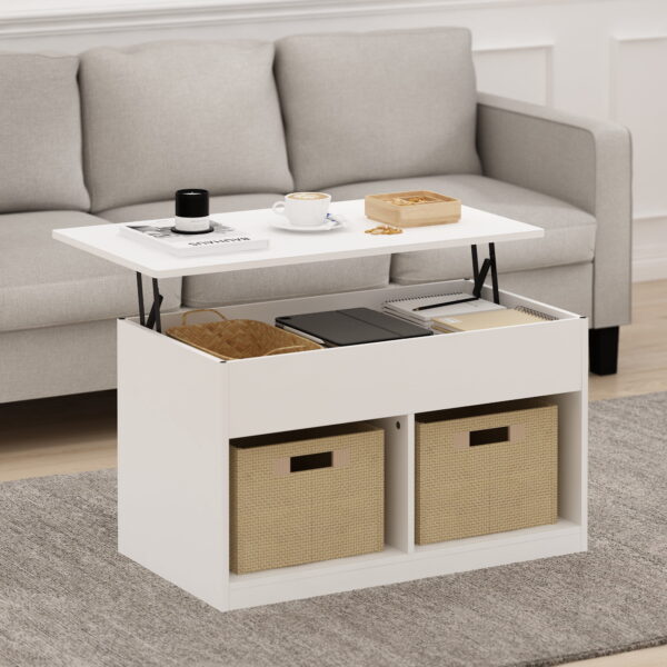 Furinno Jensen Lift Top Coffee Table, Solid White 1