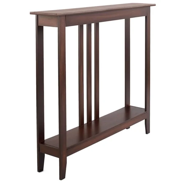 Slim Entryway Home Accent Table with Antique Finish - Dark Brown 1
