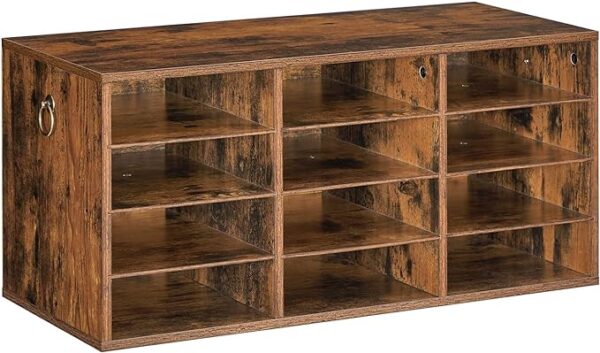 HOOBRO Wooden Literature Organizer - 12-Compartment File Organizer, Mailbox, Removable Shelves - Student File Shelf for Office, Home, Classroom, Library - Rustic Brown FG43WF01 1