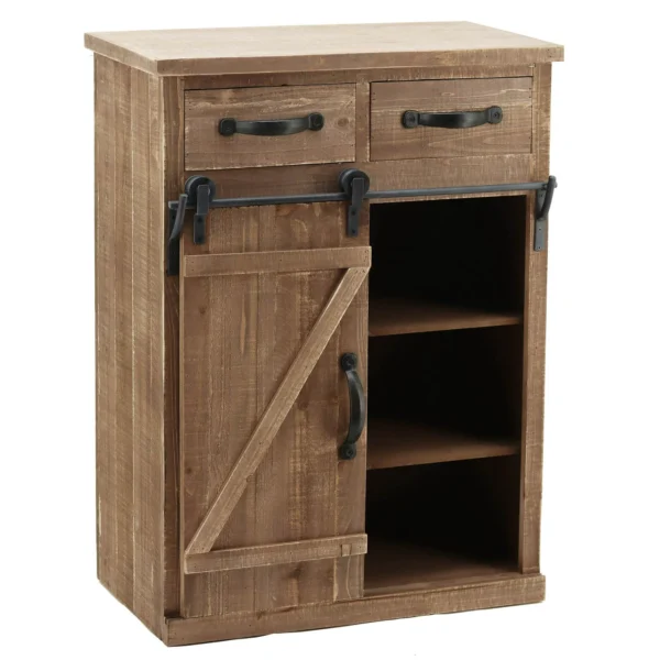 Ktaxon Barn Door Accent Cabinet,Rustic Wood Sliding Door Console Table with Drawers for Living Room Entryway Rustic Brown 1