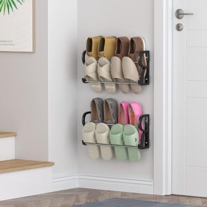 DEYILIAN Hanging Shoe Rack 2 Pack, Wall Mounted Shoe Rack with Sticky Hanging Mounts, Wall Shoes Holder Storage Organizer Shelf, Shoe Rack for Wall Camper and RV Shoe Storage with Hooks No Drilling