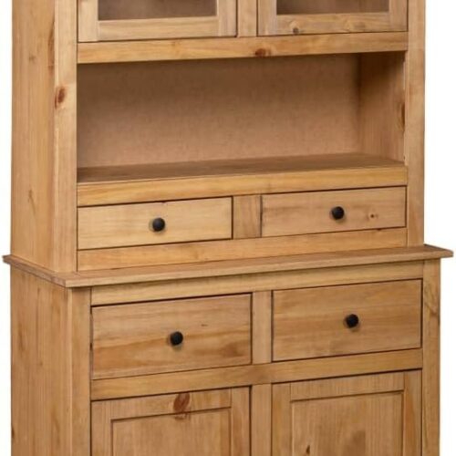 ULUYYUC Highboard Display Case - Office Cabinet Storage Cabinet with Drawer for Offices, Living Rooms, Bathrooms - 36.6"x15.9"x70.9" Solid Pine Panama Range